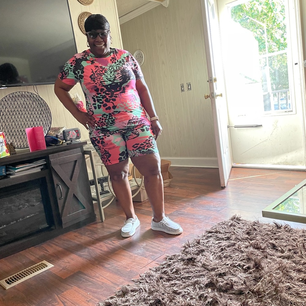 Men's Pink and Green Patterned Shorts